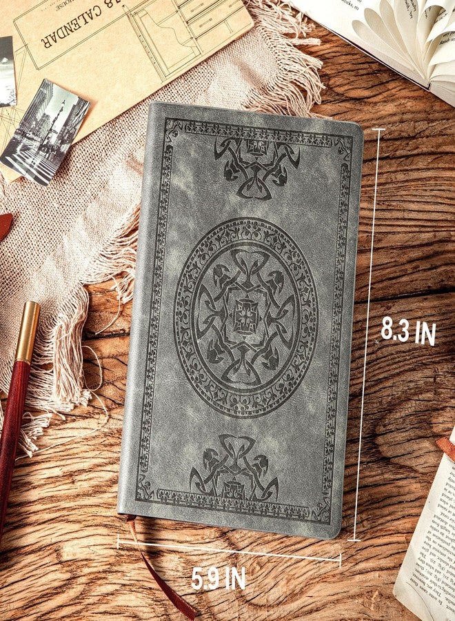 CAGIE Leather Vintage Journal for Men Soft Cover Lined Pages Notebook 180 Lay Flat for Writing Travel Diary, 5.7'' x 8.3'', Grey - Image 4